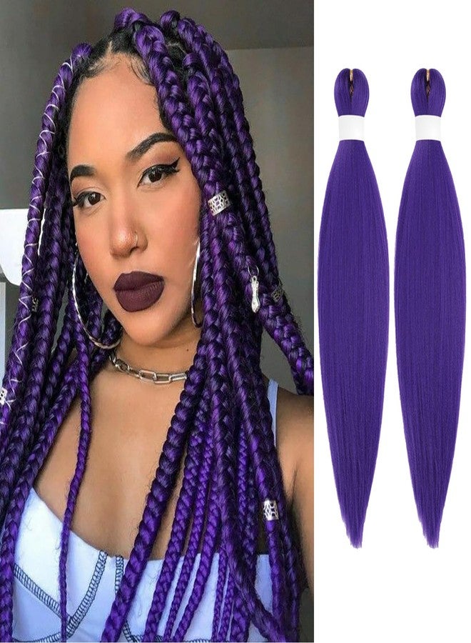 دورساني وصلات شعر دورساني الطويلة الأرجوانية المضفرة، شعر مستعار رومي، ضفائر مفرودة مسبقًا، 20 بوصة، عبوتان، ضفائر كروشيه صناعية ملتوية - Image 1